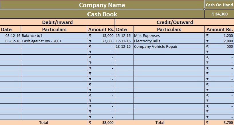 Download Simple Cash Book Excel Template - ExcelDataPro