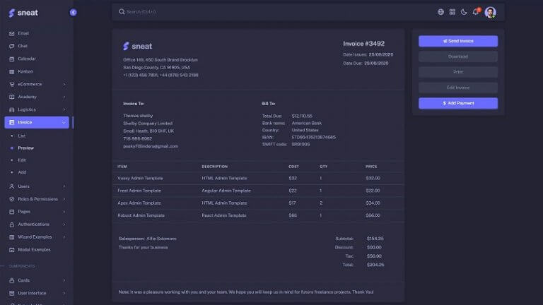 10 Best HTML Invoice Templates In 2025 - Free HTML Designs