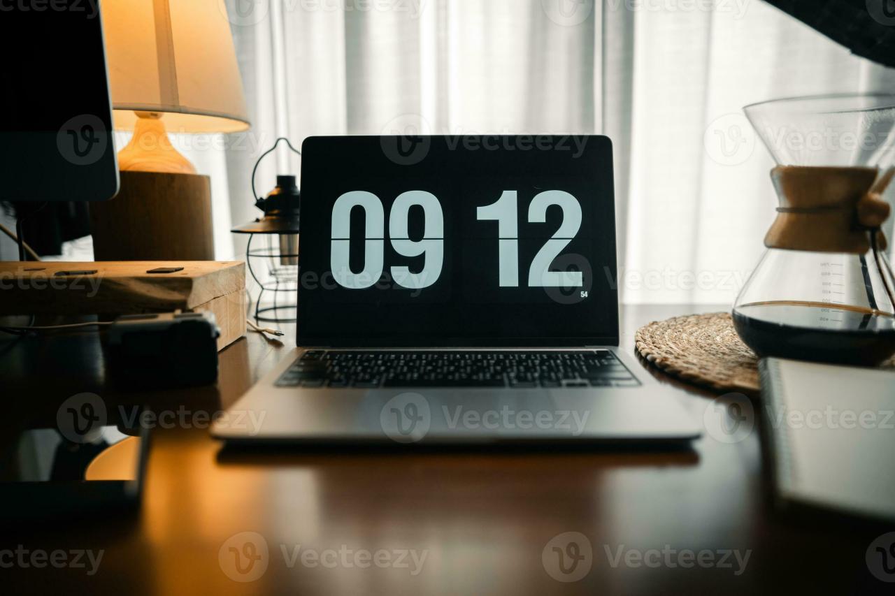 Clock and Computer S Monitor Stock Photo - Image of communication ...