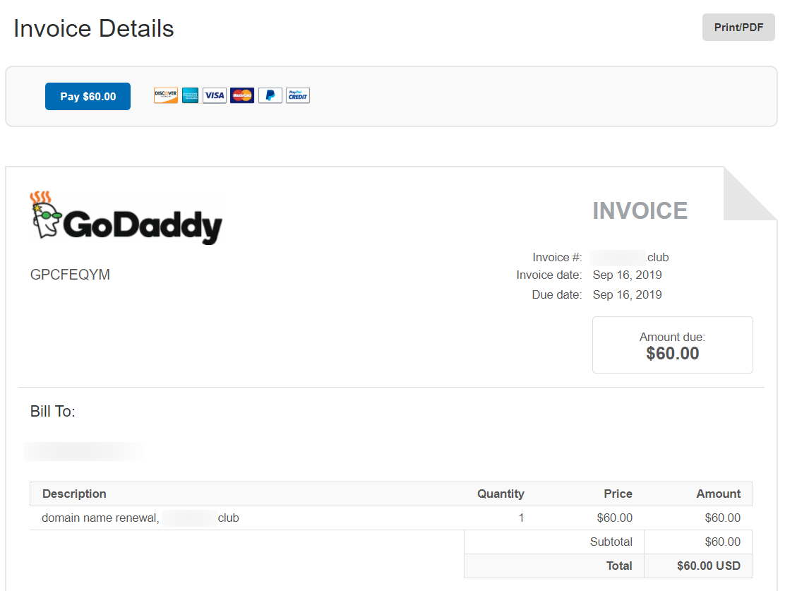 Beware this PayPal invoice for GoDaddy domains - Domain Name Wire ...