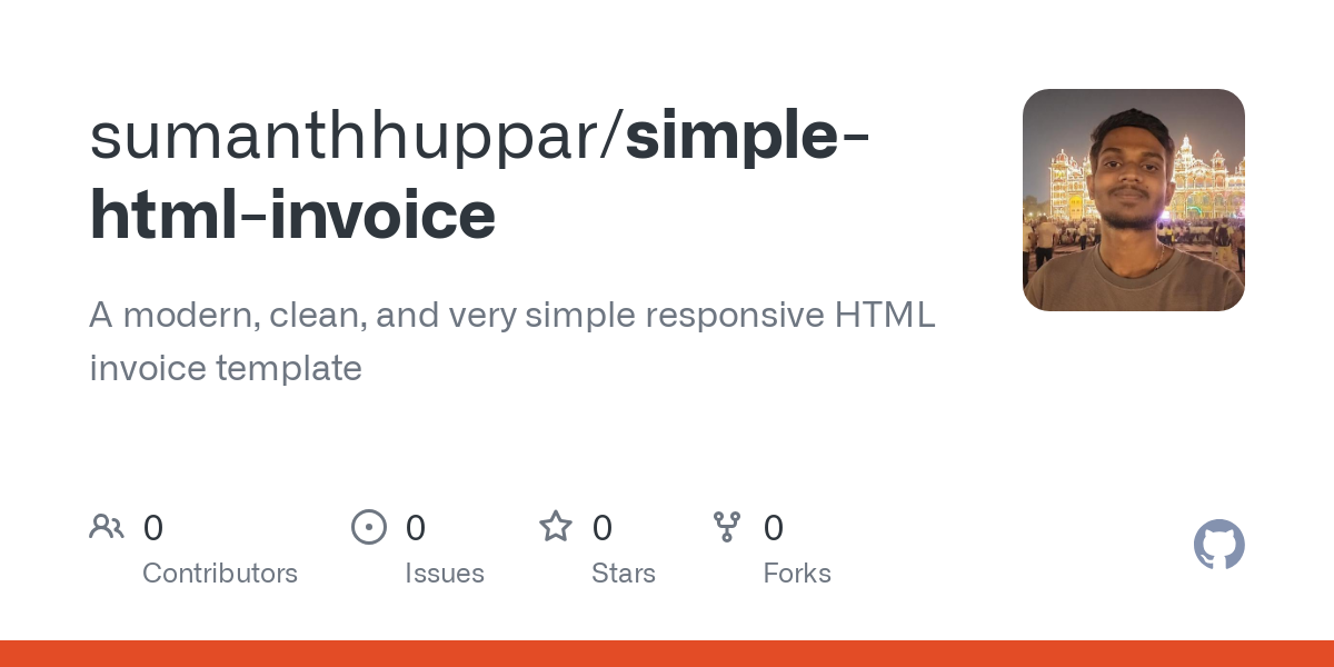 GitHub - sumanthhuppar/simple-html-invoice: A modern, clean, and very ...